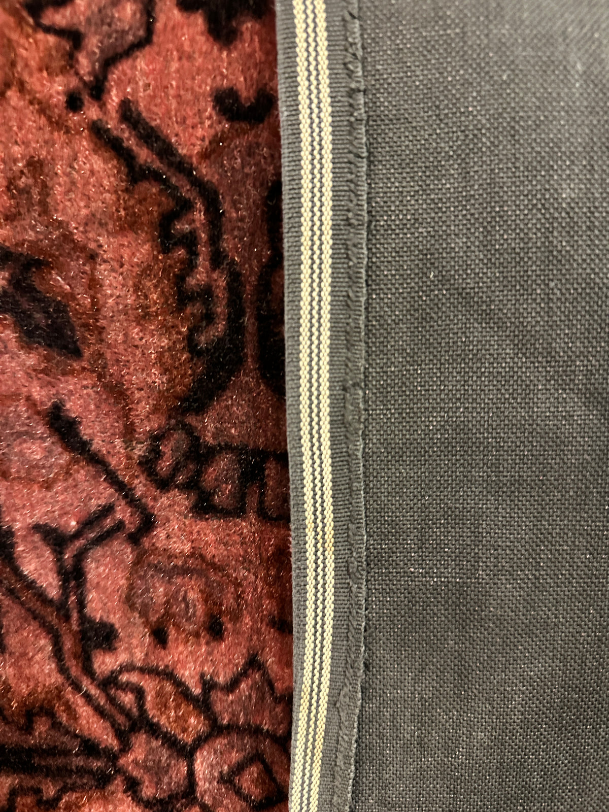 Late 19th Century European Burgundy Velvet Low Pile Coverlet ID: 805173