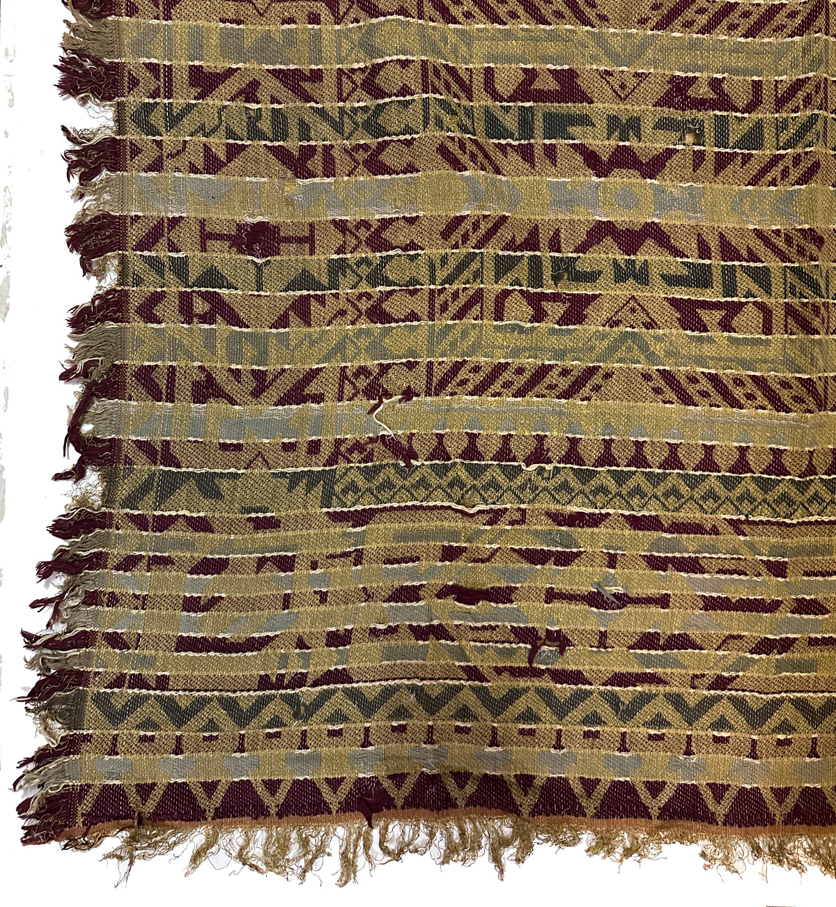 19th C. American Woven Textile (damaged) ID: 874