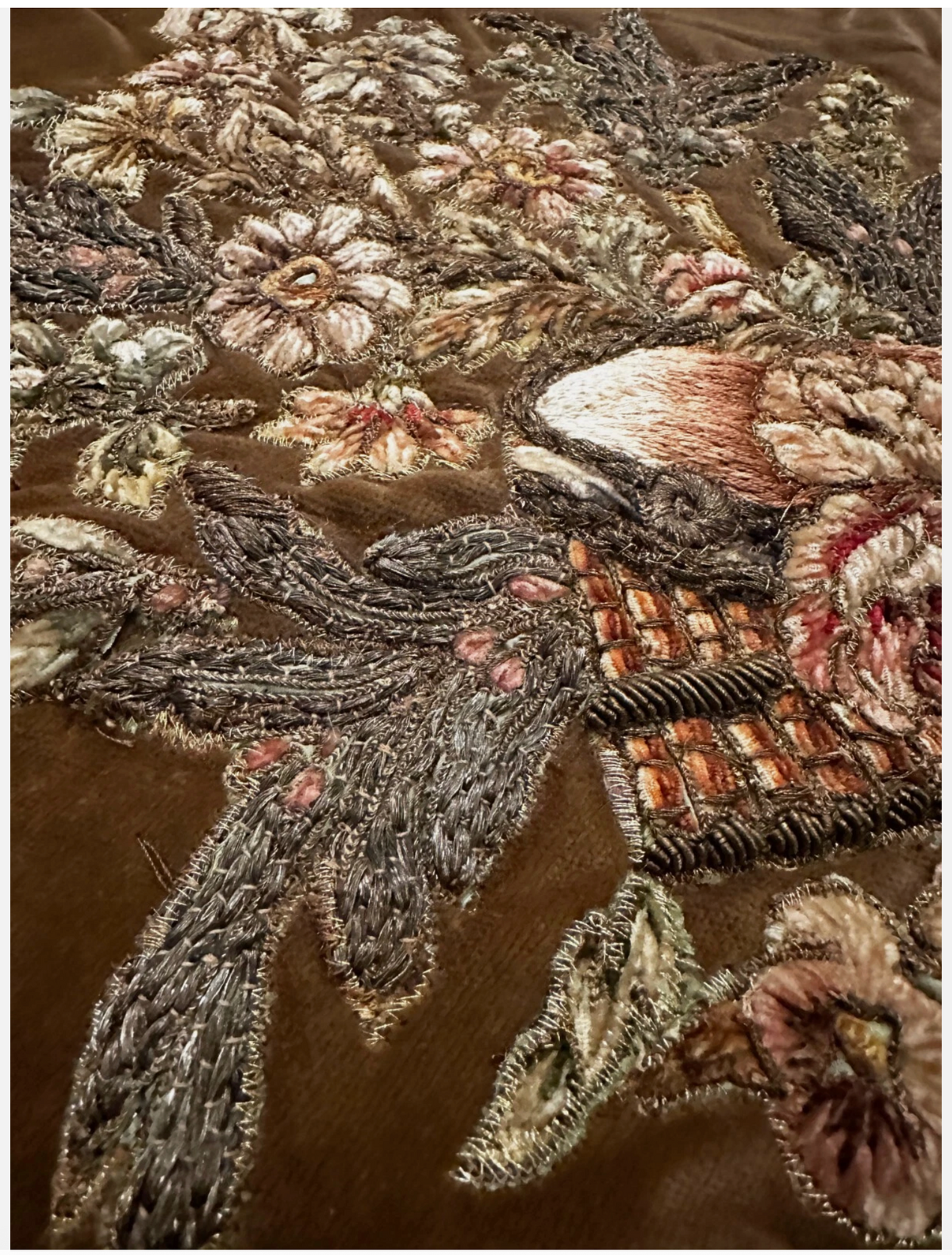 16th Century French Cut Velvet with Embroidery