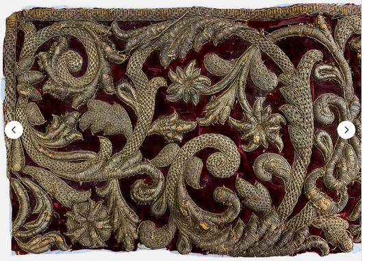 18th Century European Embroidery on Cut Velvet