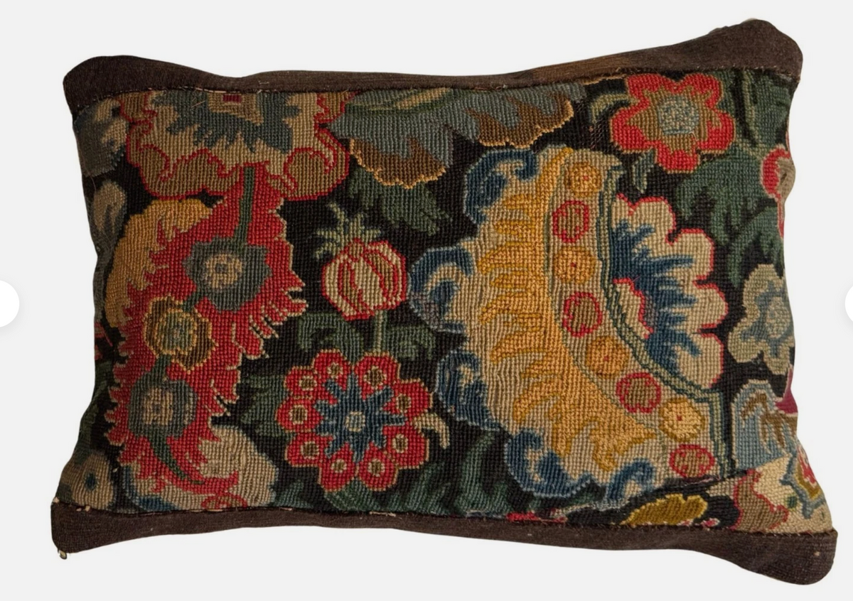 17th Century English Needlepoint Pillow Cover