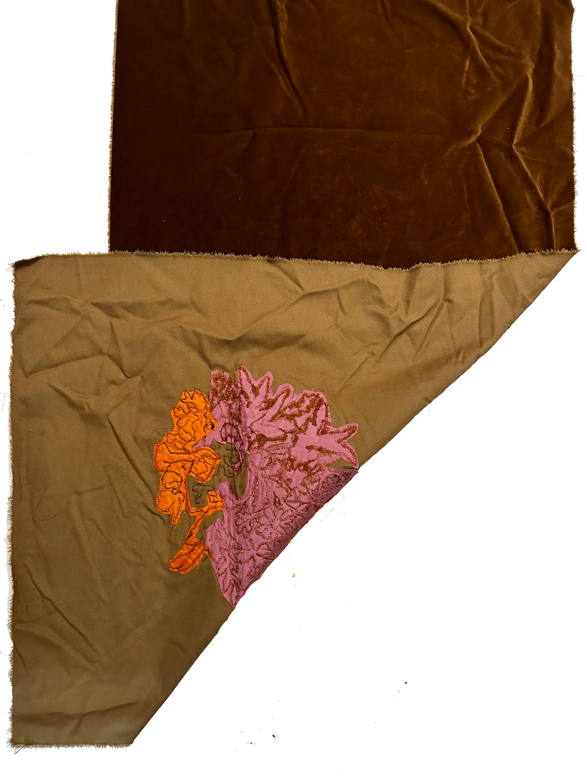 19th Century French Cut Velvet with Embroidery ID: T122202