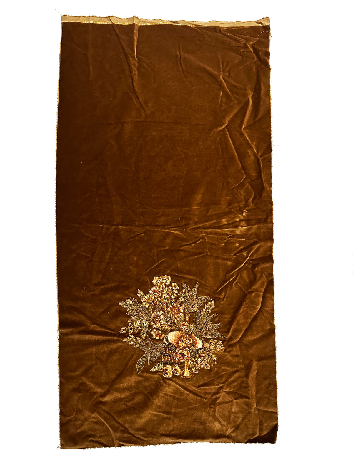 19th Century French Cut Velvet with Embroidery ID: T122202