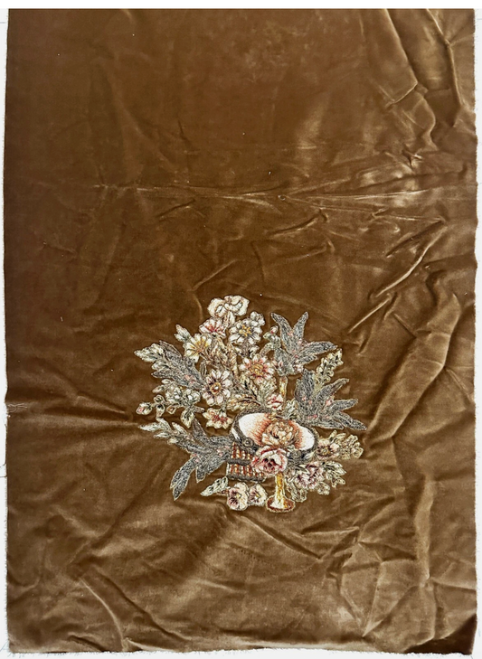 16th Century French Cut Velvet with Embroidery
